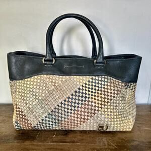 Black Woven Leather Bag | Retro Shoulder Purse Handbag